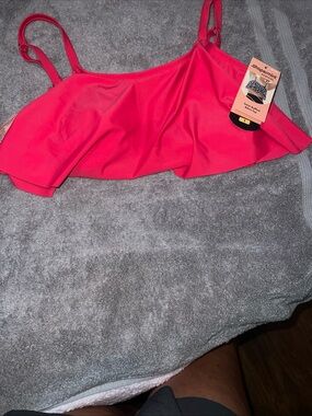 Shapermint Bright Pink Ruffled Swim Top